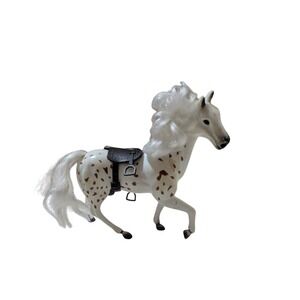 Kid Kore 1993 Vintage Toy Horse White Brown Spotted Appaloosa with Saddle 6 inch